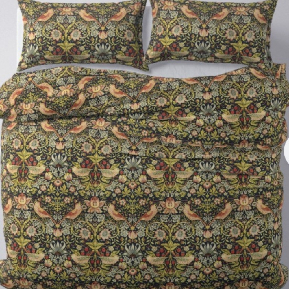 Strawberry Thief Intense King Duvet Cover Set By William Morris